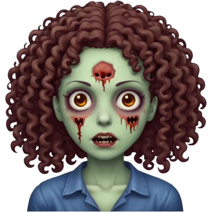 uma mulher zumbi de cabelo cacheado emoji