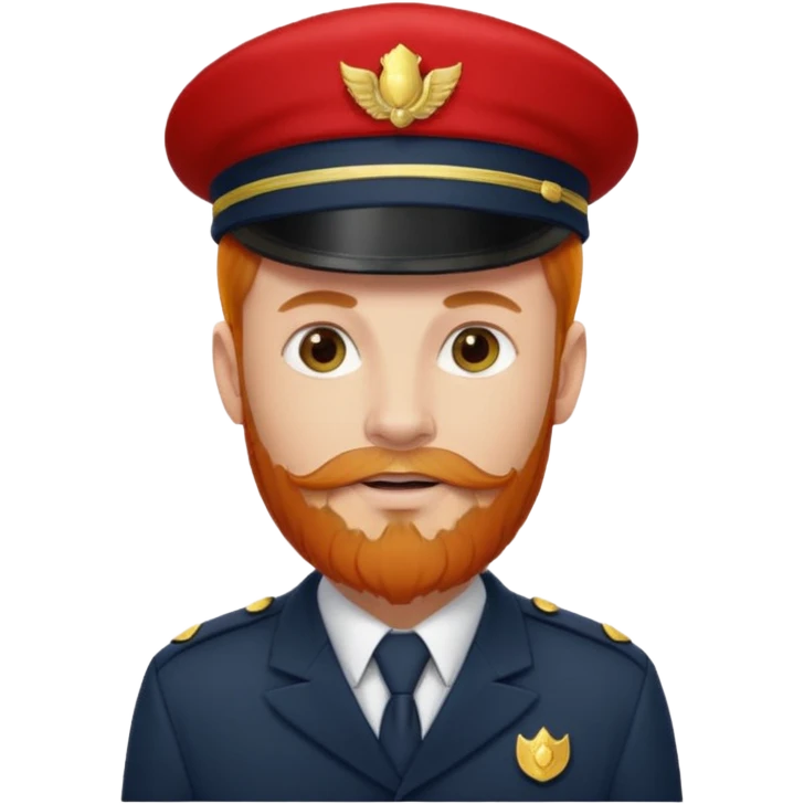 bellboy face long hair ginger bellboy red hat beard emoji