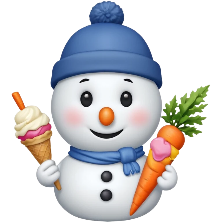 snowmen wearing cap with ice cream emoji