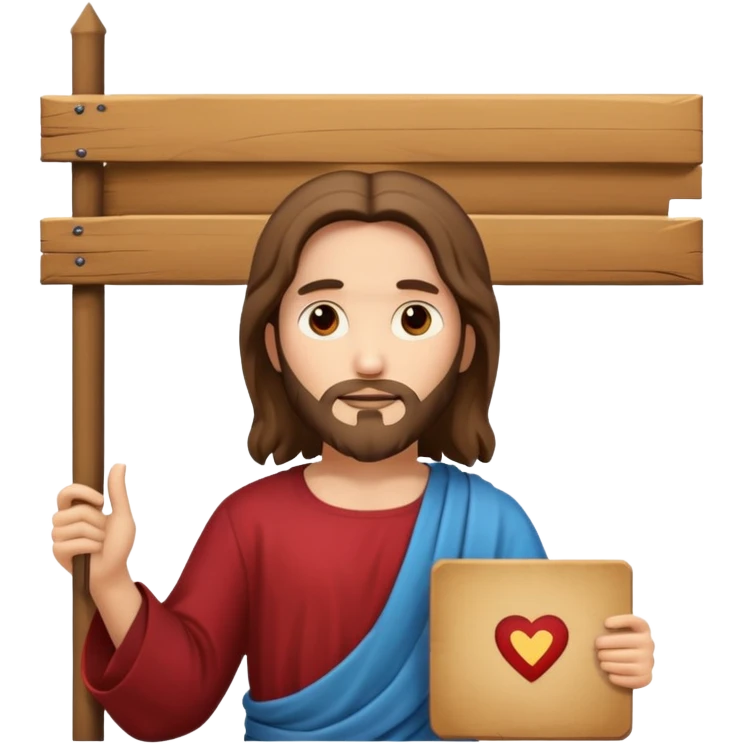 Jésus avec une pancarte dans ses mains dans ses mains emoji