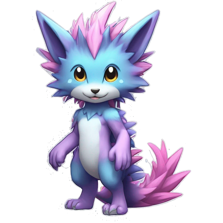 Anthro Scalie Spiky Cool Edgy Magical Shiny Colorful Pastel Sparkle Kemono-style Chibi Fantasy-Animal-Fakémon-Pokémon-Hybrid Fur Sona Aesthetic Full Body emoji