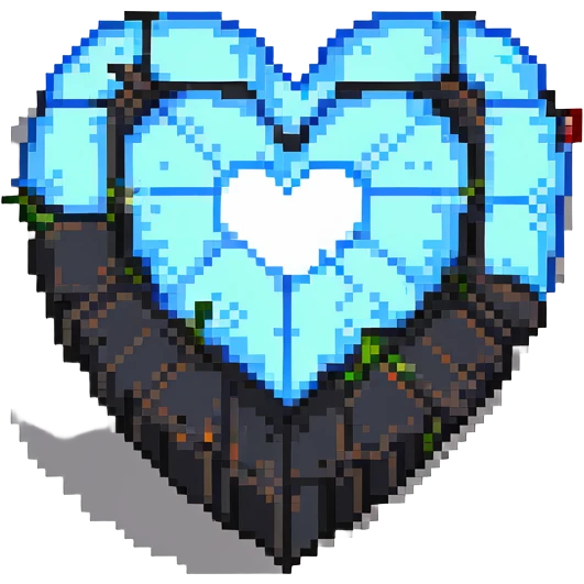 Minecraft heart cracked pixel art style emoji