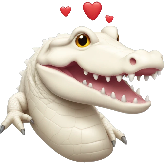 albino alligator with hearts above its head emoji