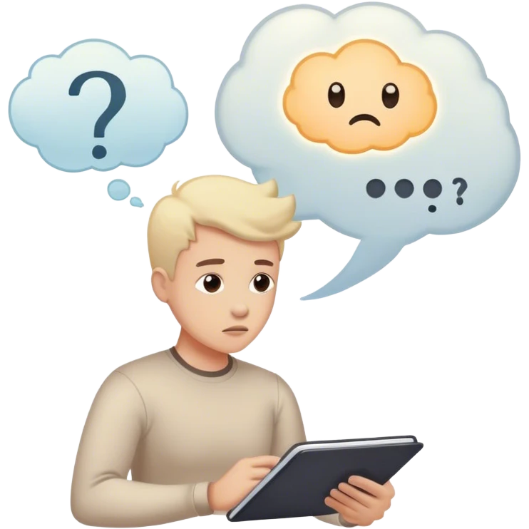 1️⃣ Self-Reported Data（自我报告数据）
📌 描述：

一名用户正填写问卷，试图回忆自己过去的互联网使用情况
头上有“💭 思考泡泡”或“❓ 问号”象征主观回忆
旁边有📄 表单，包含上网时长、使用频率等
 emoji