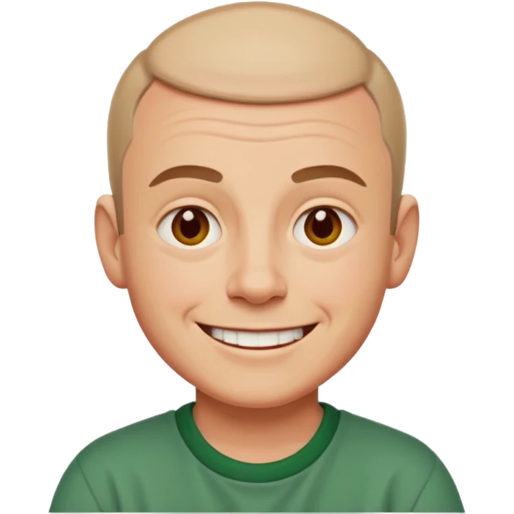 Carl from Sling Blade, smiling, apple style emoji emoji