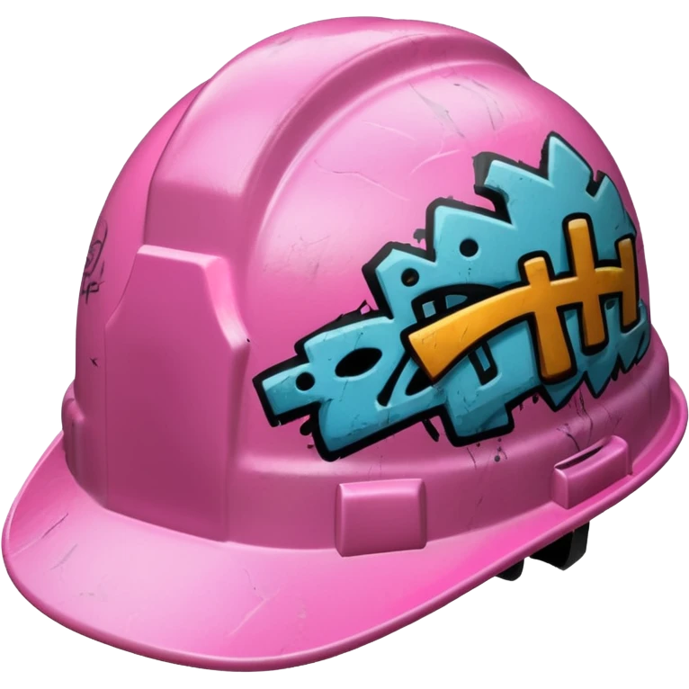 pink hard hat with graffity emoji