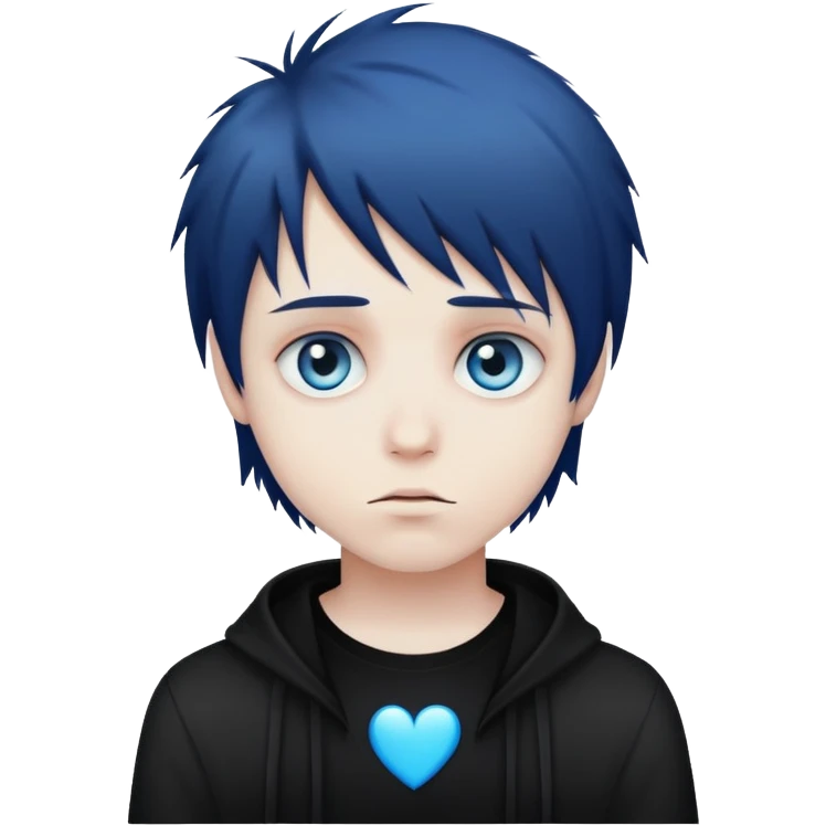 emo boy with black heart blue eyes emoji