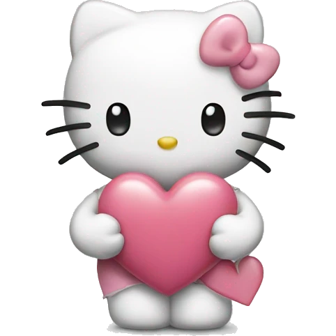 hello kitty with heart emoji