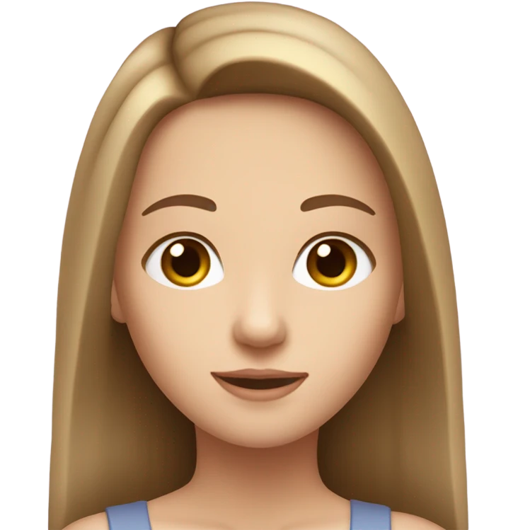 Caucasian girl with hazel eyes and long straight light brown hair emoji