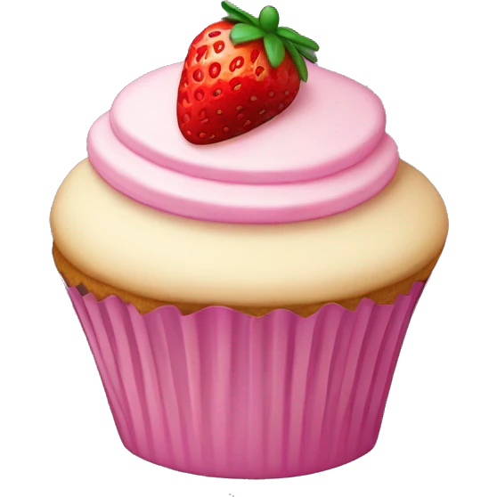 Cupcake with a Cat’s head and strawberry slice  emoji