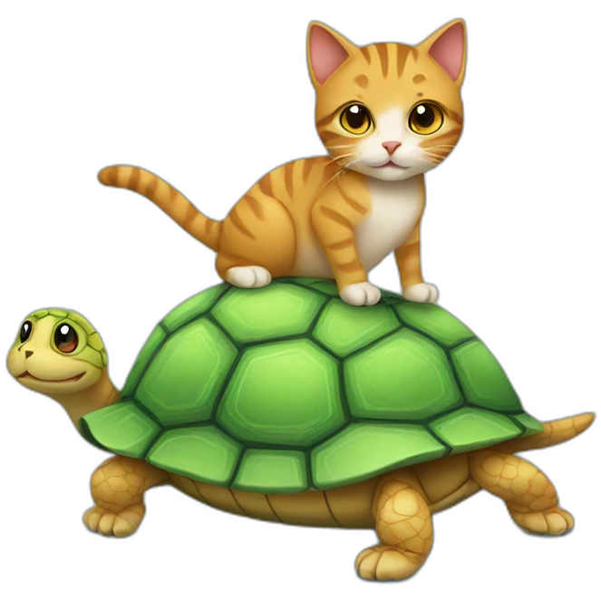 cat on a turtle emoji