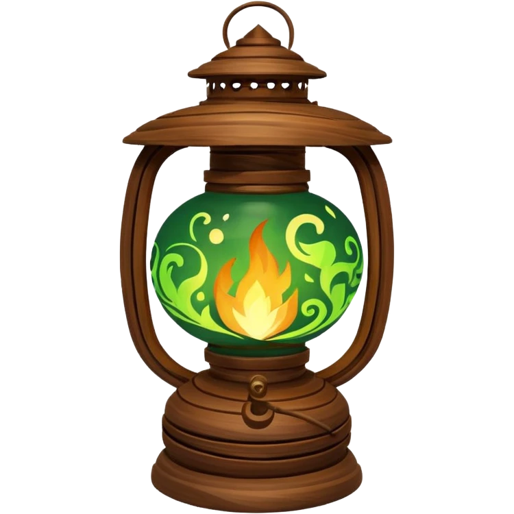 green fire brown lanttern emoji