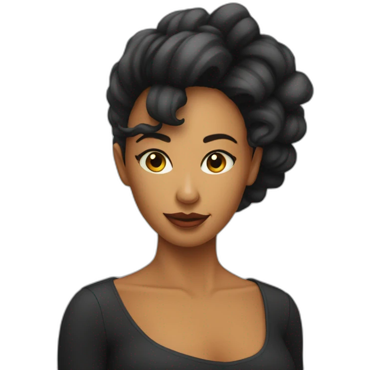Crevette avec une tête féminine au cheveux noir long emoji