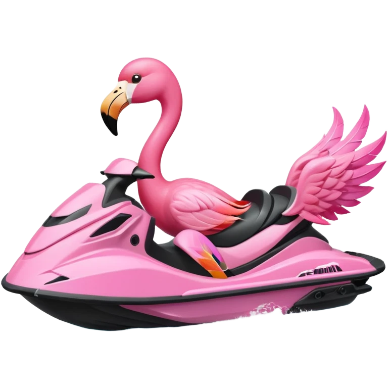 Flamingo riding a jetski emoji