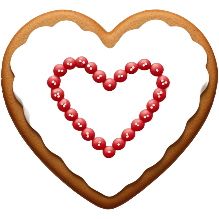 gingerbread heart cookie with white holiday icing emoji