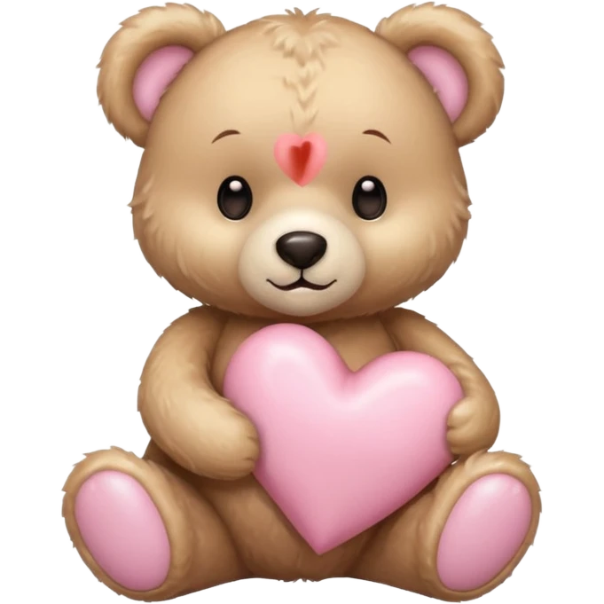 beige teddy bear and a pink pastel heart emoji