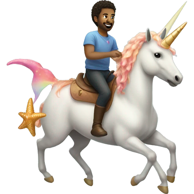 Starfish riding a unicorn  emoji