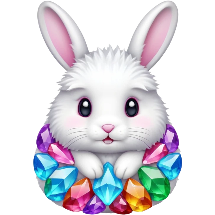 White Bunny with colours cristal emoji