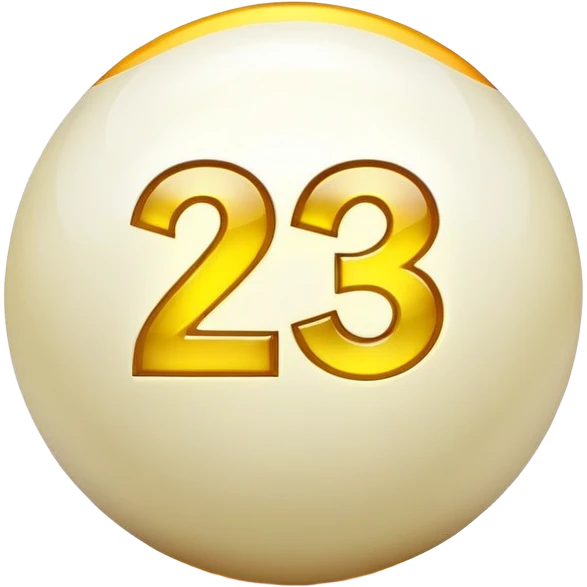 golden billiard ball with the number 23 in a glowing neon style emoji