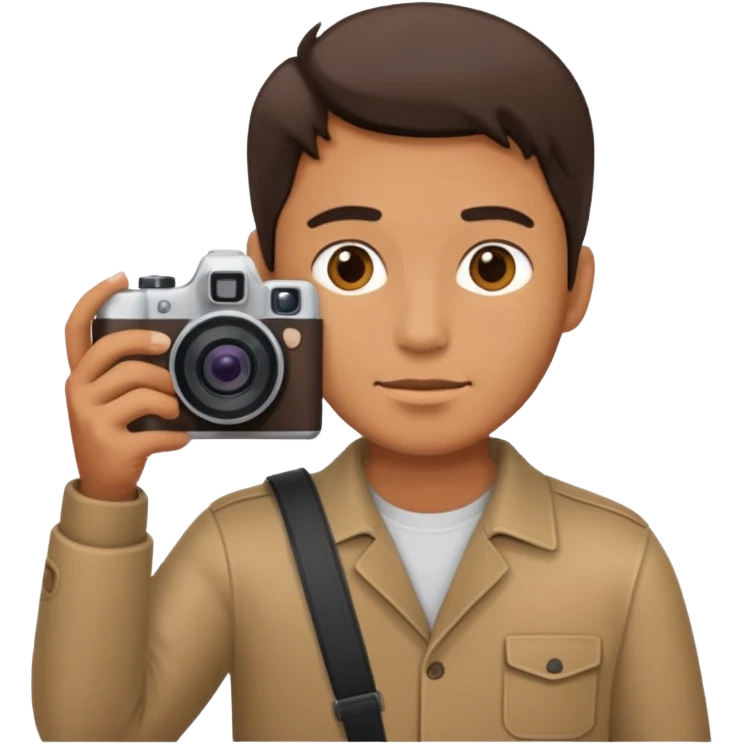 man facing away holding a camera emoji