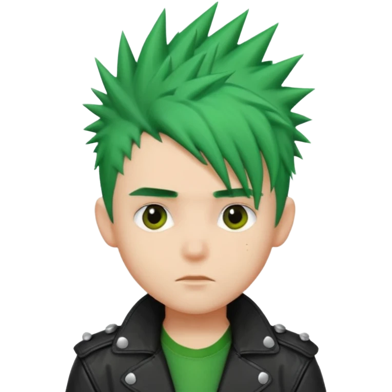 Boy with Spiky Hair – green spikes, black leather jacket emoji