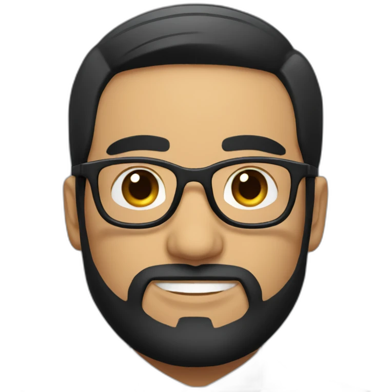 chilean man with short straight black hair and black beard wearing a suit and round glasses emoji