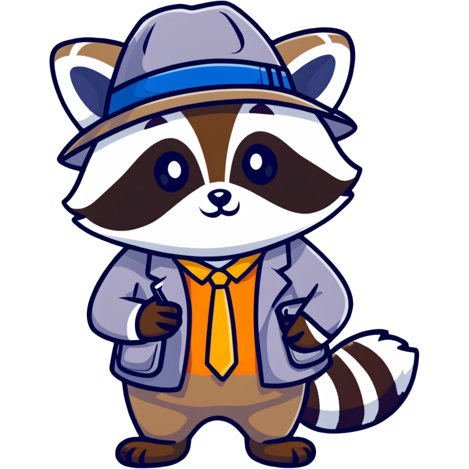 Raccoon detective solving a mystery emoji