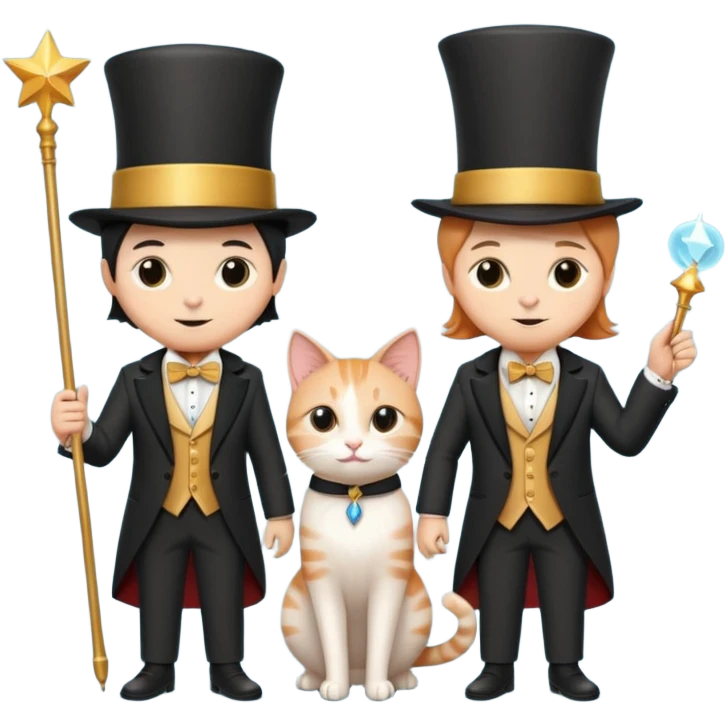 magician couple and their pet cat emoji