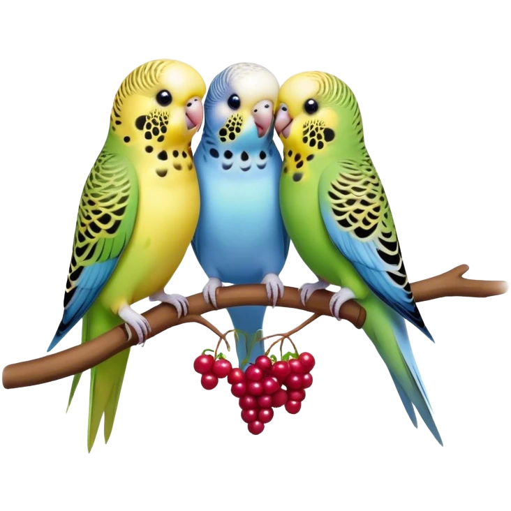 three budgies and berries  emoji