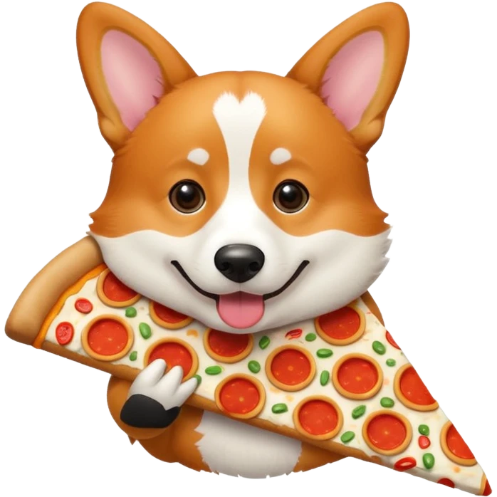 Corgi eating pizza emoji