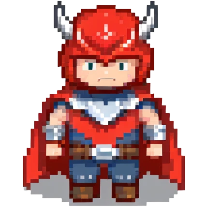 friendly thor superhero with red cape for children emoji