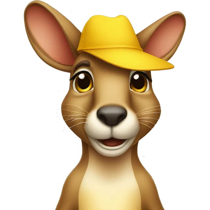 I want a kangaroo dressed in a plain yellow hat winking emoji