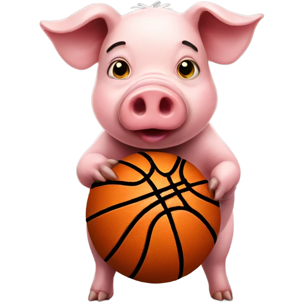 Pig with basketball emoji