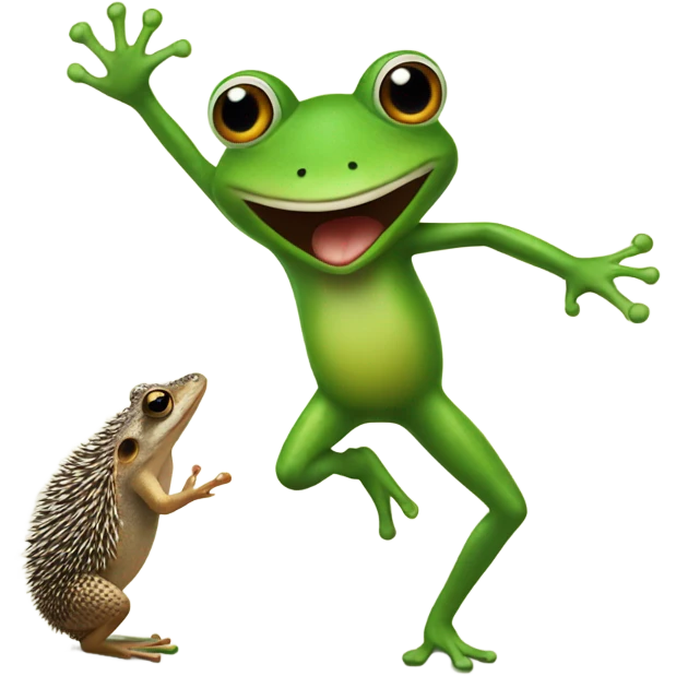 Frog dancing with a hedgehog  emoji
