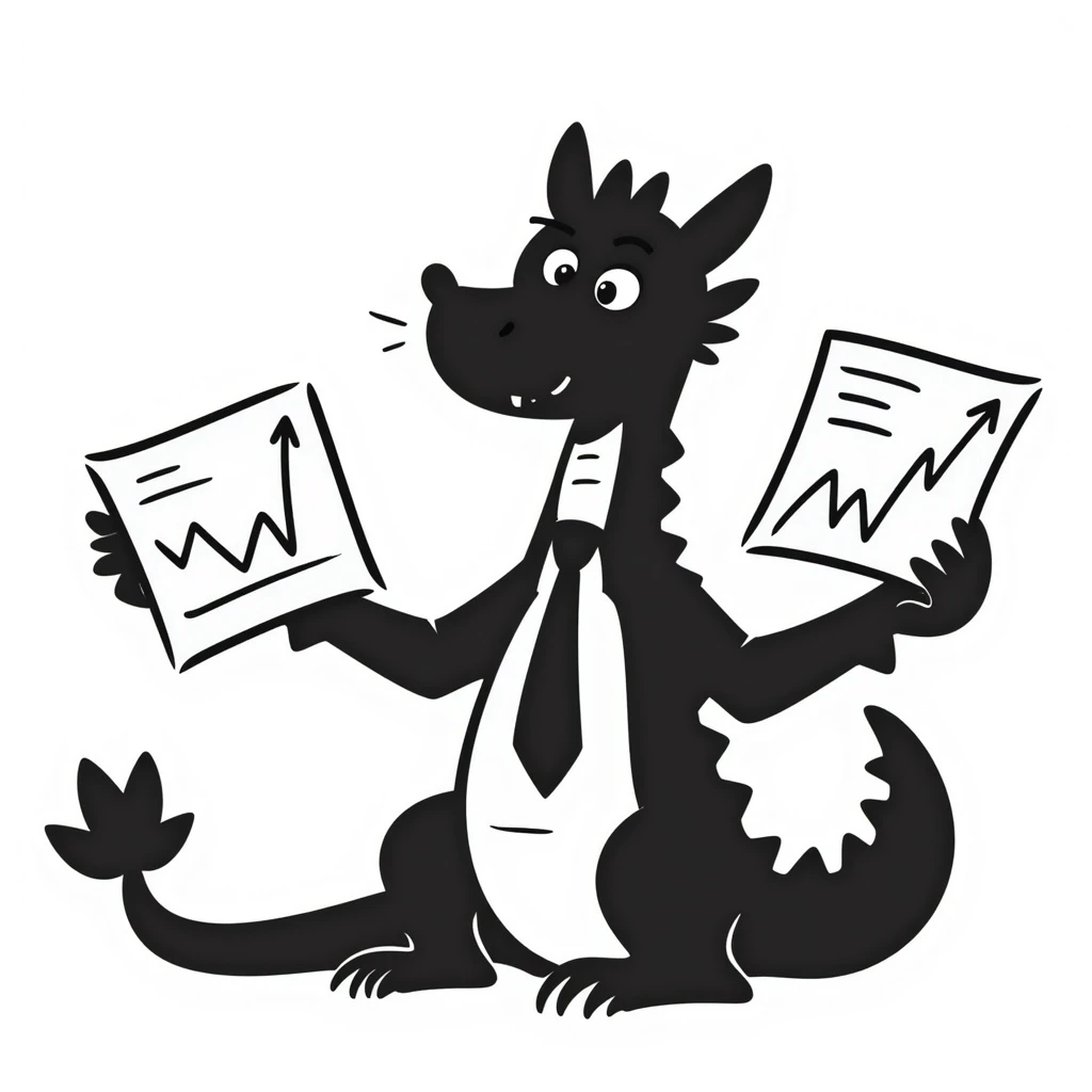 A dragon looking at Moscow stock exchange charts emoji