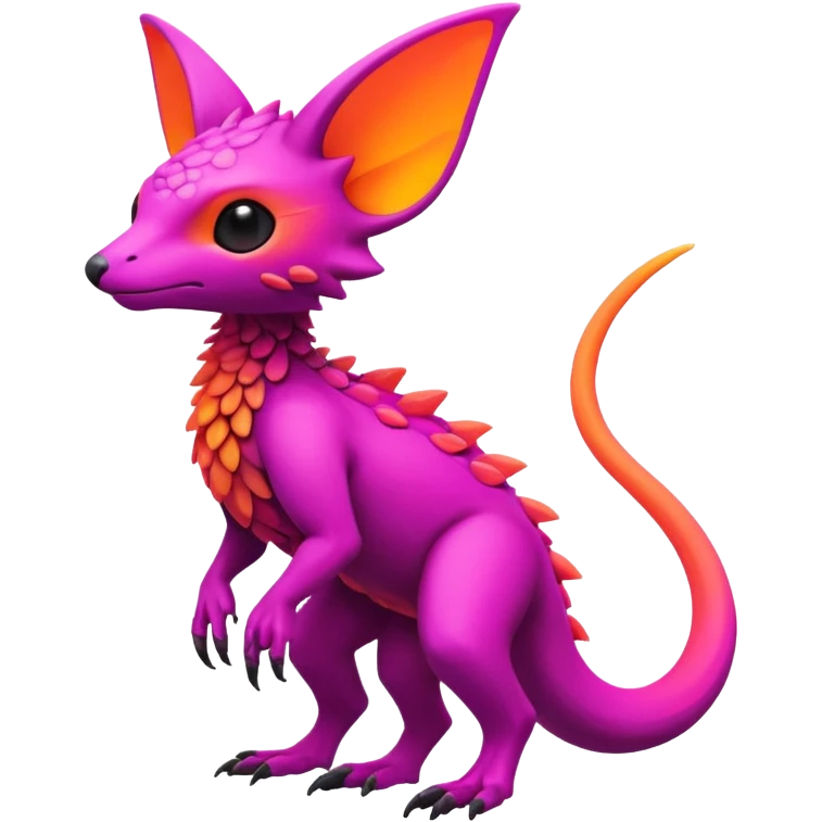 futuristic lush warm-colored neon-colored Fakémon-Trico-creature (full body) emoji