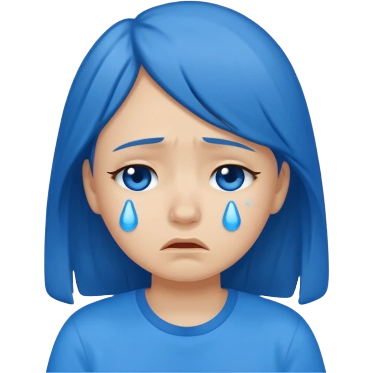 sad girl crying with blue tears wearing a blue tshirt emoji