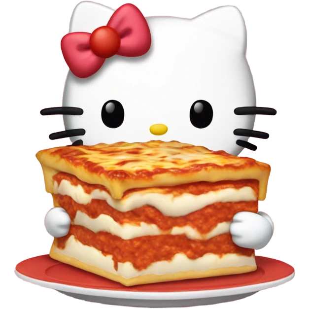 hello kitty eating lasagna and saying mondays emoji