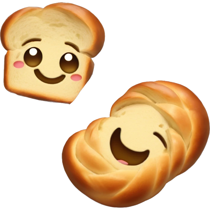 Challah bread that smiles with cute twinkly eyes emoji