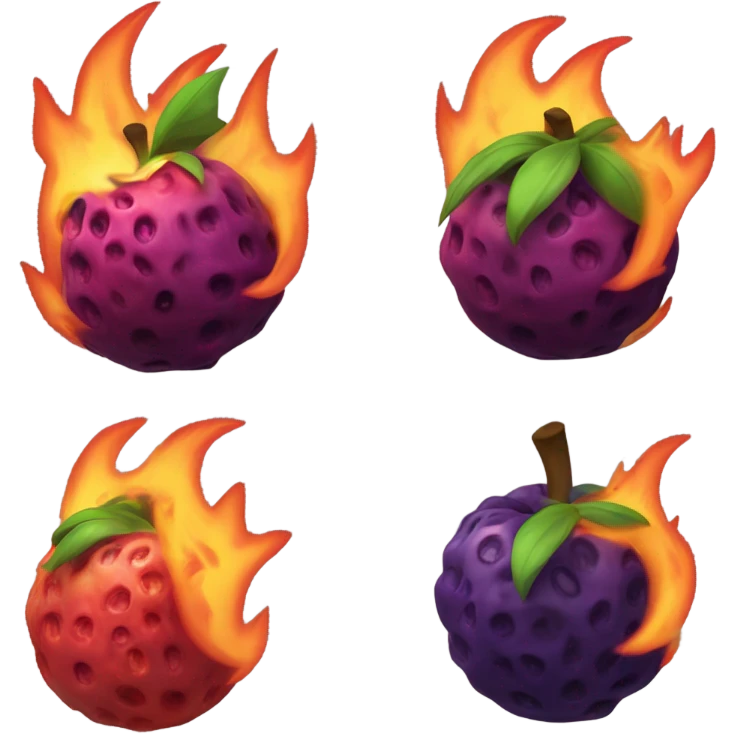 Block fruit with fire on it emoji