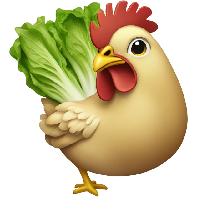 Chicken eating a lettuce emoji