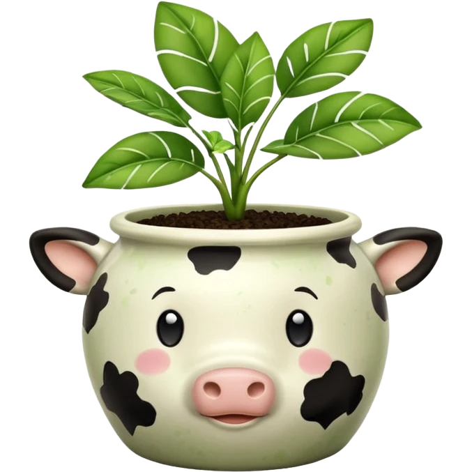 Cowprint pot with plant emoji