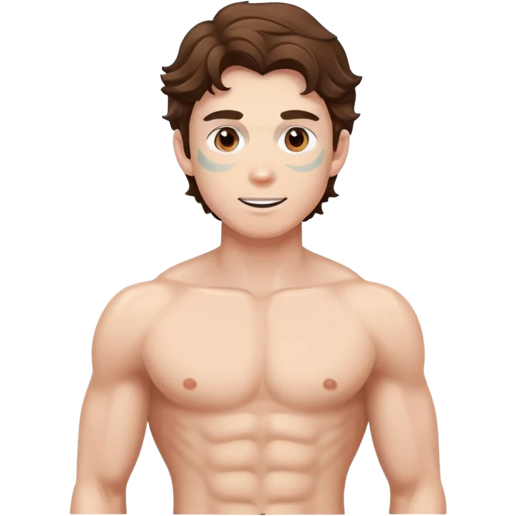 shirtless male athlete with white skin and wavy brown hair emoji