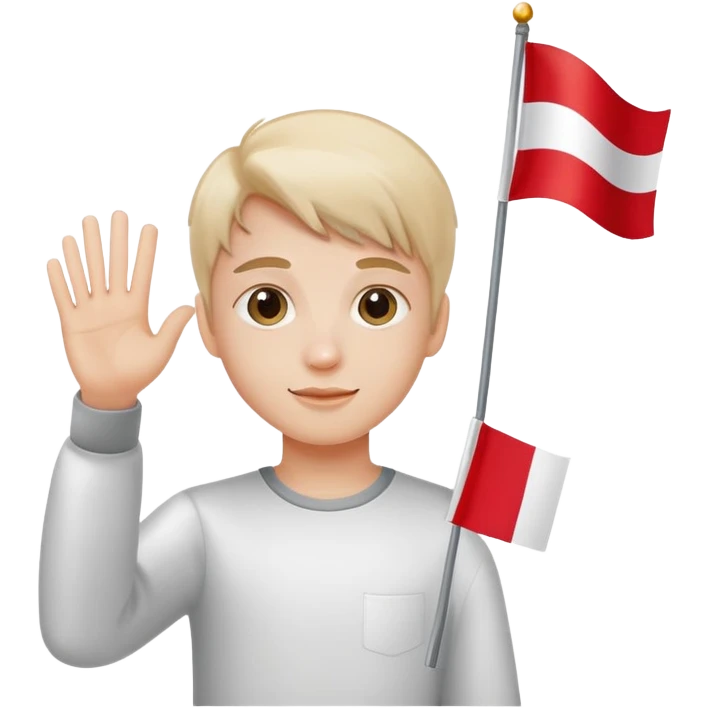 student waving a small Polish flag emoji