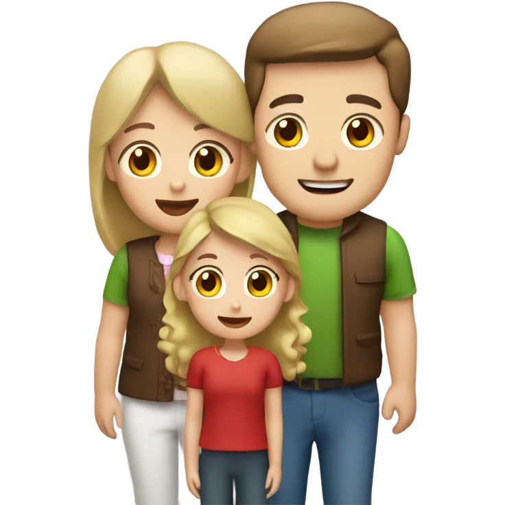 Three people: Brown hair dad , brown hair mom , blond little daughter in Christmas festival  emoji