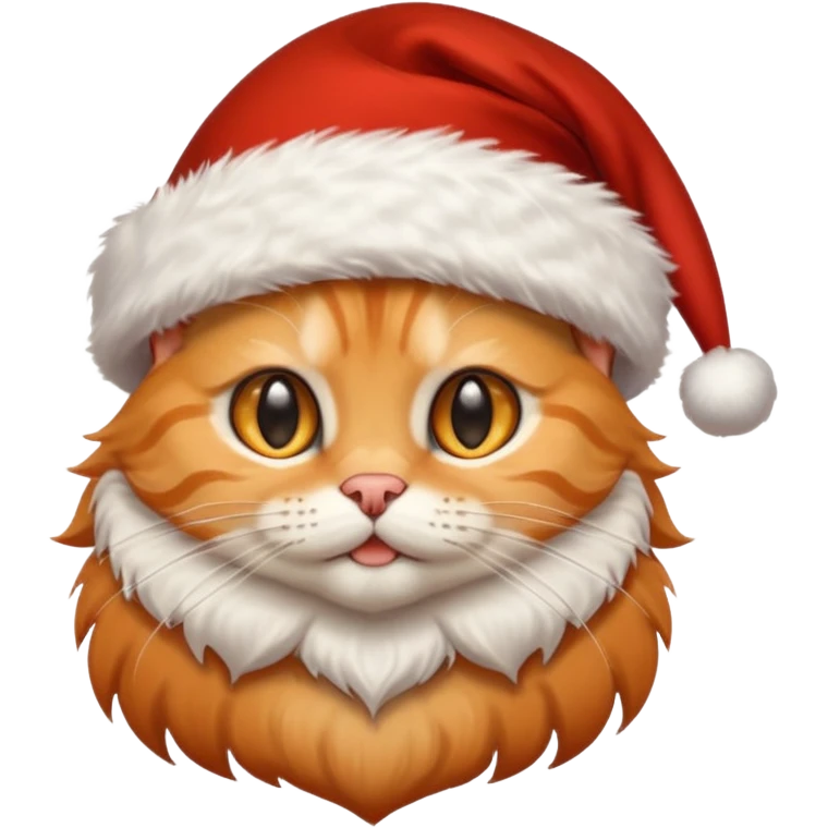 Light orange tabby kitty in a Santa hat emoji