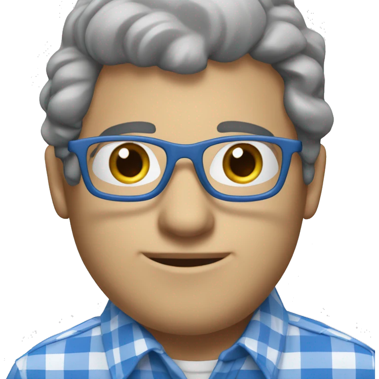 a white an wit glasses, a eard and a blue checkered shirt emoji