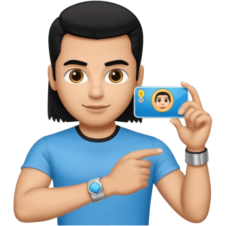 driving license with the photo of ipretty bratz emoji of salman khan wearing a black tee, silver- blue bracelet, black hair emoji
