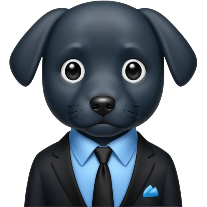 black dog with black tie,blue shirt emoji