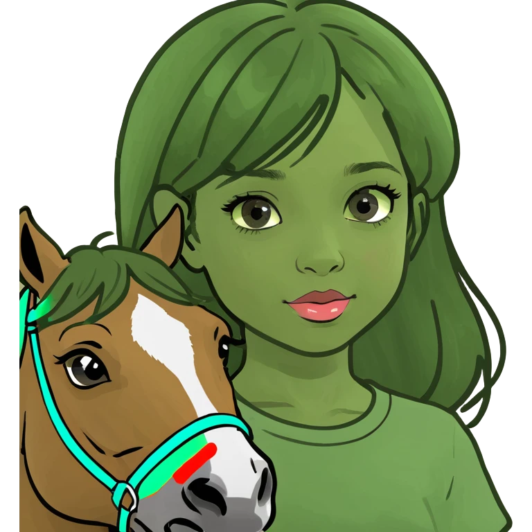 Una niña y su caballo galopando emoji